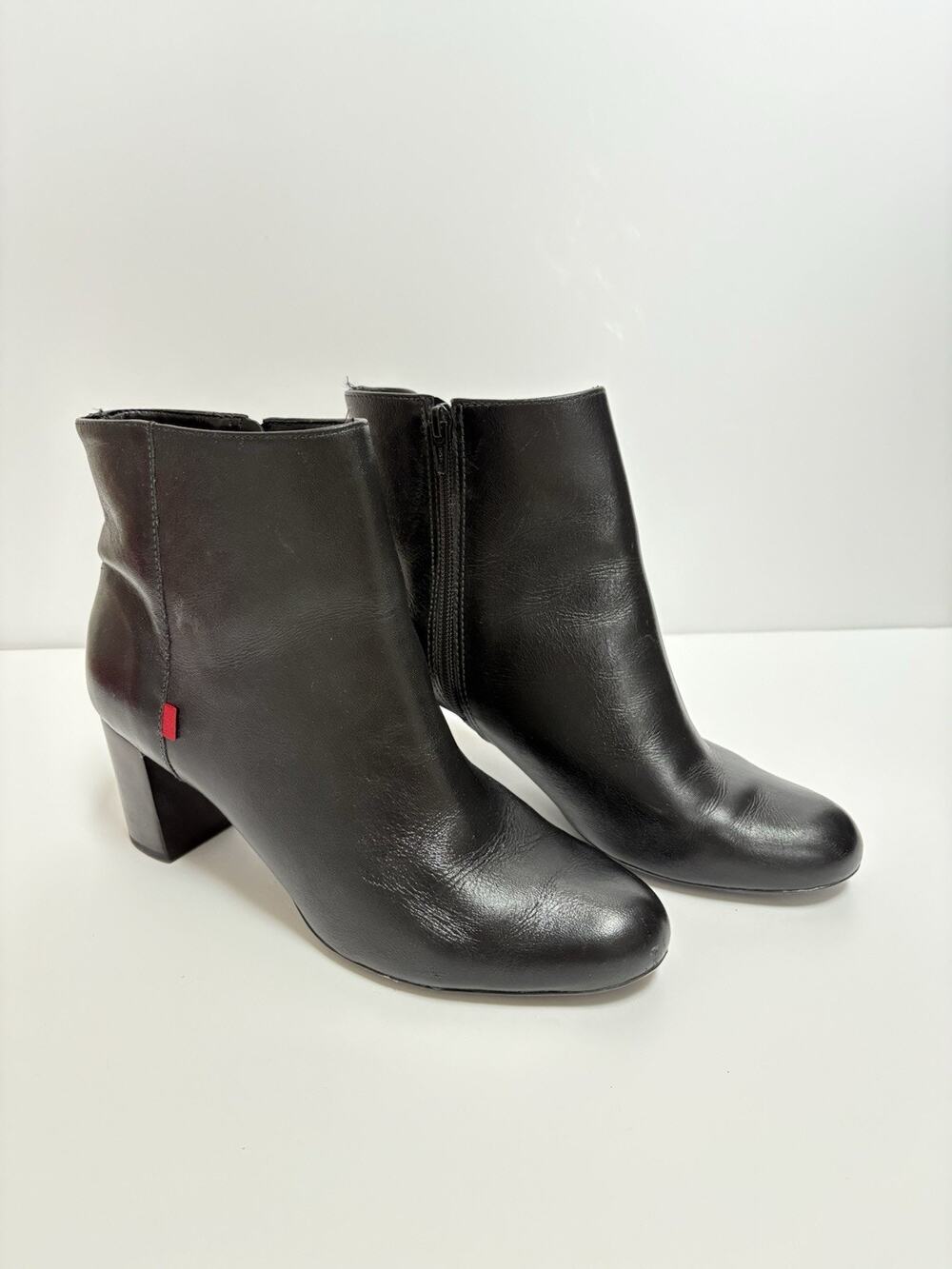 Marc Joseph New York Black Leather Ankle Boots US 9.5 Block Heel Zip